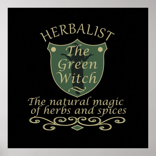 Póster Magia de bruja verde herbolaria medicina natural (Frente)