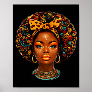 Póster Magia de Chica Negra Afro Melanina Reina Mujeres A