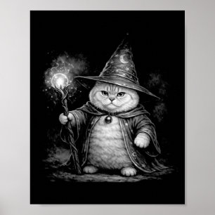 Póster Magia de gato bruja mujeres fantasía divertida vin