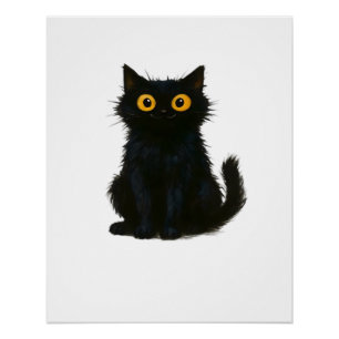 Póster Magia de Gato Negro � Arte de Gato de Halloween Li