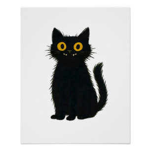 Póster Magia de Gato Negro � Arte de Gato Místico y Hallo