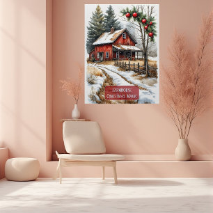 Póster Magia de Navidad en una granja rústica vintage