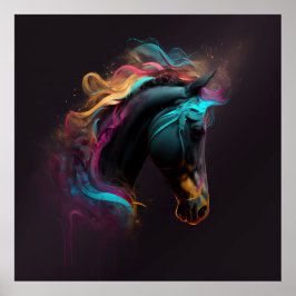 Póster Magic Horse, Abstract Colors , Art Print Wall