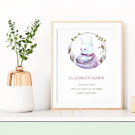 Póster Magic Woodland Books Bunny Girl Birth Stats Poster