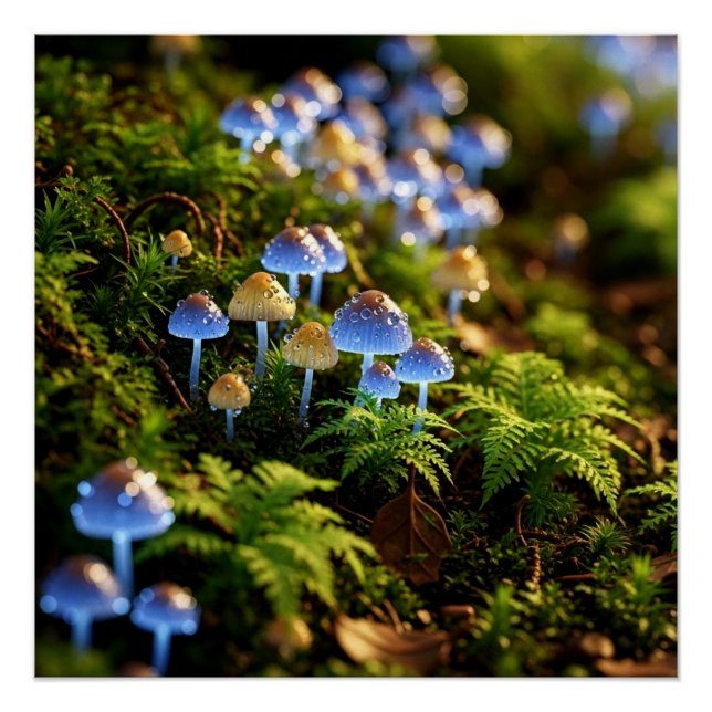 Póster Magical Bioluminescent Fungi - Deep Forest (Anverso)