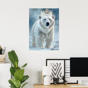 Póster Magical corona de nieve de oso polar y espeluznant