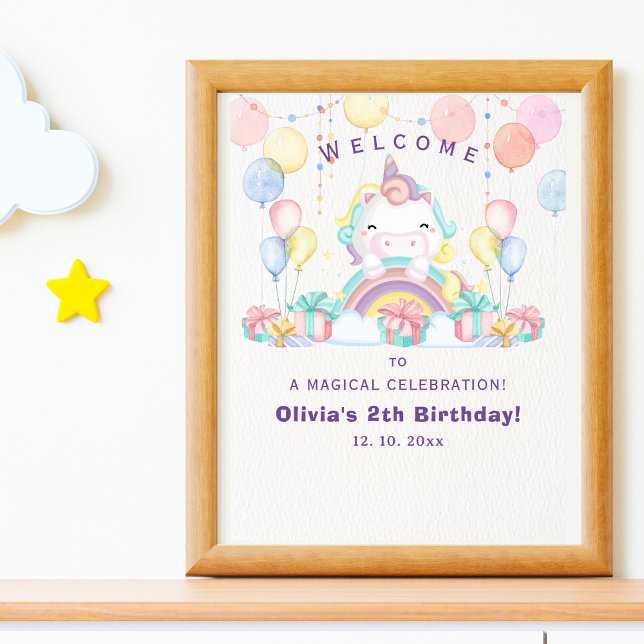 Póster Magical cute unicorn girl birthday celebration (Subido por el creador)