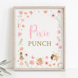 Póster Magical Fairy Garden Floral Birthday Bebe Rótulo