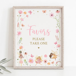 Póster Magical Fairy Garden Rótulo de Favor de Cumpleaños