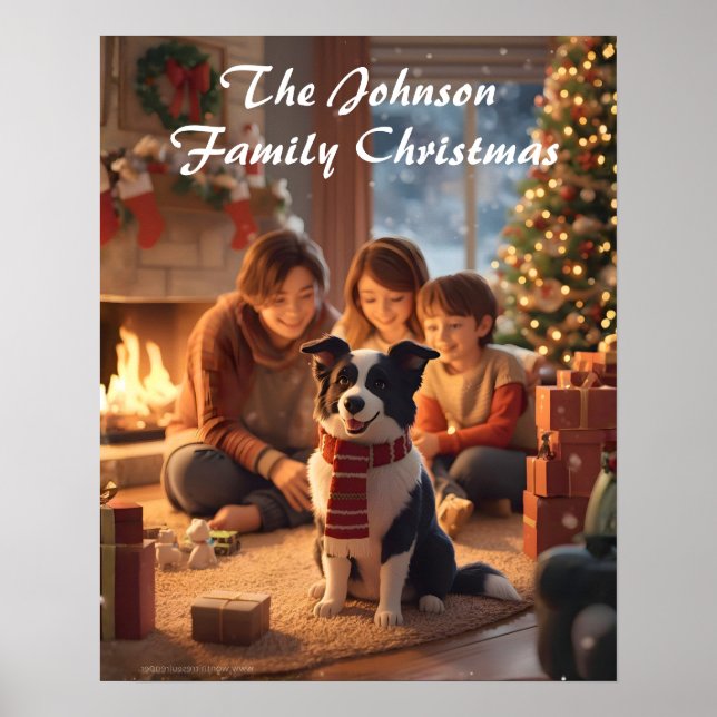 Póster Magical Family Christmas Poster with Border Collie (Frente)