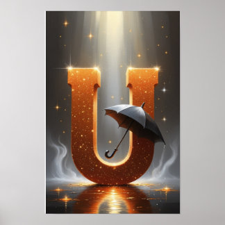 Póster Magical Letter U Poster | Umbrella Wall Art