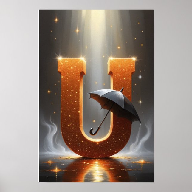 Póster Magical Letter U Poster | Umbrella Wall Art  (Frente)