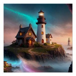 Póster Magical Lighthouse Scene