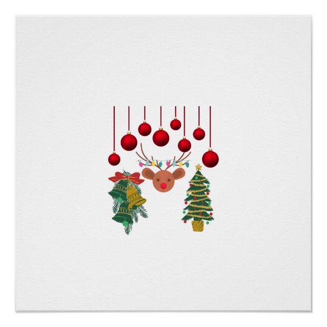 Póster Magical Reindeer Bells and Christmas Tree Design  (Anverso)