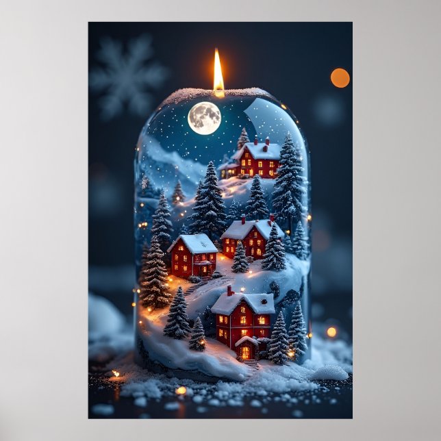 Póster 🕯️ Magical Snow Globe Candle – Cozy Christmas (Frente)