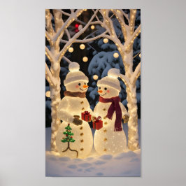 Póster Magical Snowman Christmas Lights