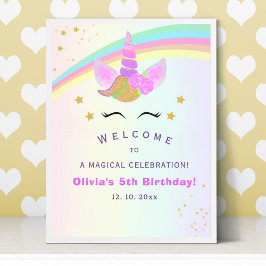 Póster Magical Unicorn Birthday Party for Girl