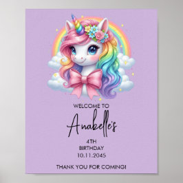 Póster Magical Unicorn Birthday Poster | Welcome Sign