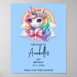 Póster Magical Unicorn Birthday Poster | Welcome Sign