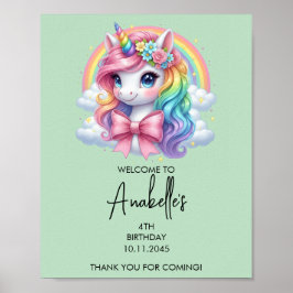 Póster Magical Unicorn Birthday Poster | Welcome Sign