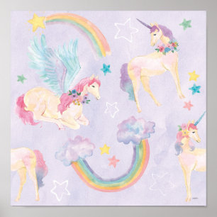 Póster Magical Unicorns Pattern