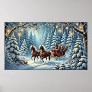 Póster Magical Winter Sleigh Ride