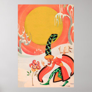 Póster Magician lanzando una bola a la flor