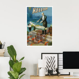 Póster Mágico Antiguo, Mago Harry Kellar