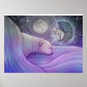 Póster Mágico de Oso Polar y Ángel