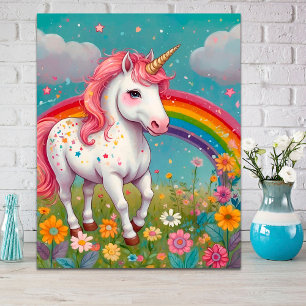 Póster mágico de unicornio con arcoíris para habit