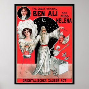 Póster Mágico Vintage, el Gran Ben Ali Original