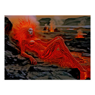 Póster "Magma durmiente" - Retrato de mujer volcánica