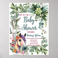 Magnífica acuarela Floral Horse Baby Shower