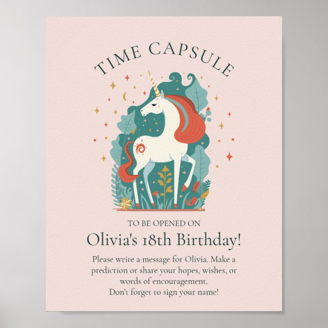 Póster Magnífica cápsula de tiempo Baby Shower de cumplea (Frente)