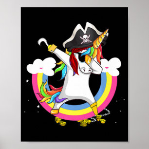 Póster Magnífica diversión de unicornio pirata desagradab