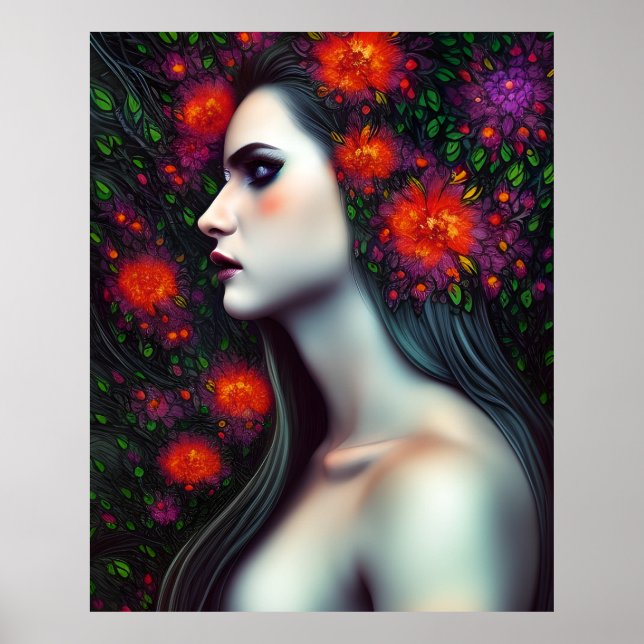 Póster Magnífica fantasía hermosa poster de púrpura verde (Frente)