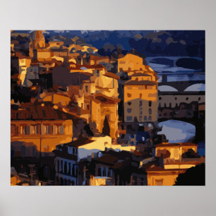 Póster Magnífica Florencia Italia Sunset Scene