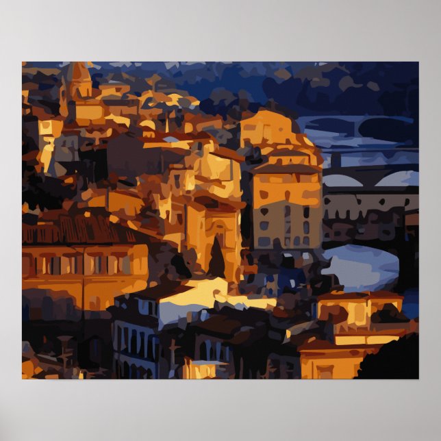 Póster Magnífica Florencia Italia Sunset Scene (Frente)