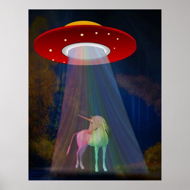 Póster Magnífica oruga unicornio de arco iris de noche (Frente)
