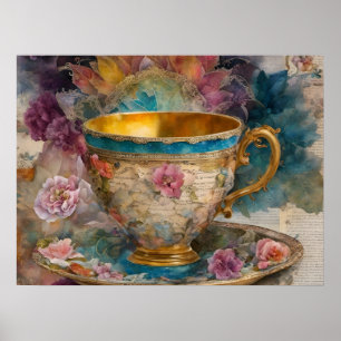 Póster Magnífica pintura de medios mixtos de tacup