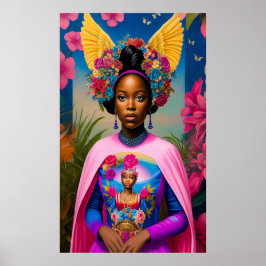 Póster Magnífica princesa africana con alas