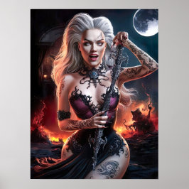 Póster Magnífica Sexy Lady Vampire Witch Poster Art