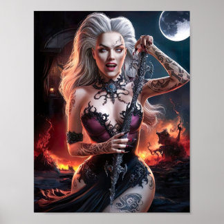 Póster Magnífica Sexy Lady Vampire Witch Poster Art