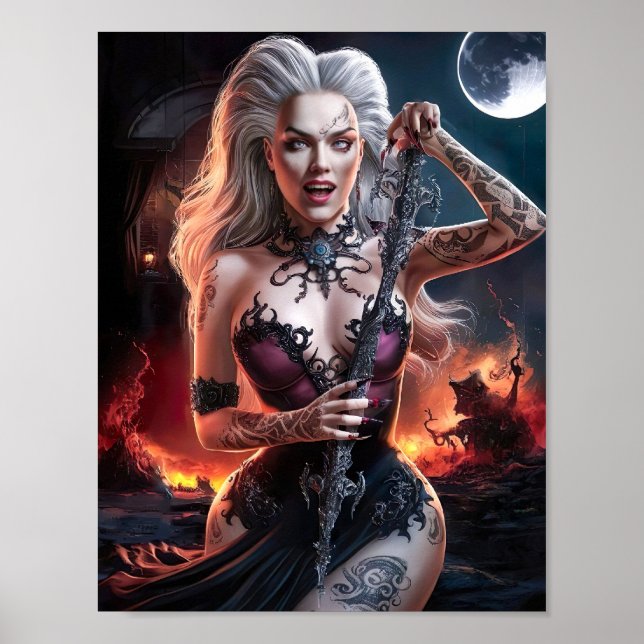 Póster Magnífica Sexy Lady Vampire Witch Poster Art (Frente)