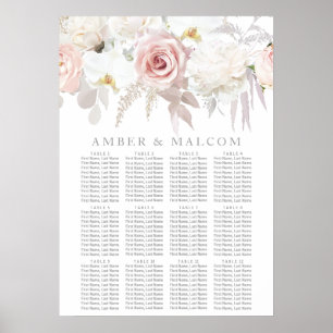 Póster Magnífica tabla de asientos de Bodas florales de R
