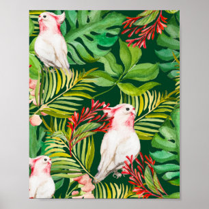 Póster Magnificent tropical plants and birds leggings bab