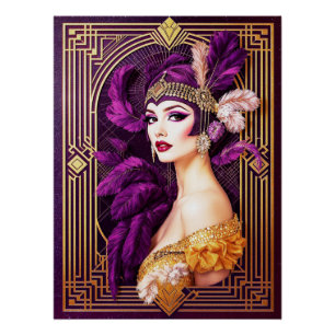 Póster Magnífico Flapper Art Deco