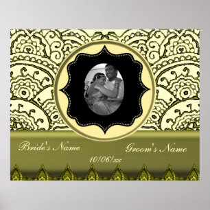 Póster Magnífico Mehndi Mandalas (Efecto Oro)