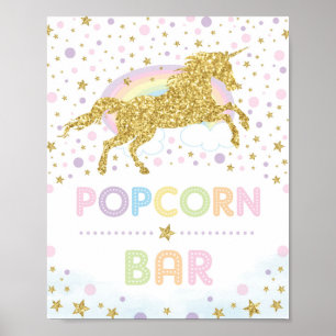Póster Magnífico Oro Unicornio / Bar Popcorn / Estrellas 