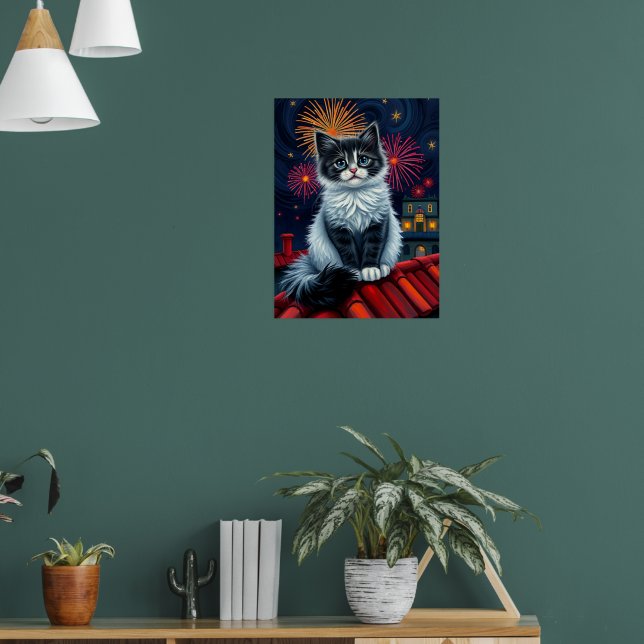 Póster Magnífico Poster de gatitos de medianoche - Fluffy (Salón 1)